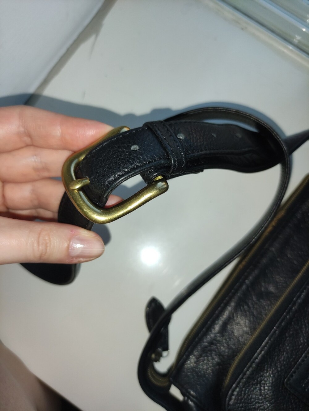 *Fossil* Black Real Leather Crossbody Bag - Picture 4 of 6